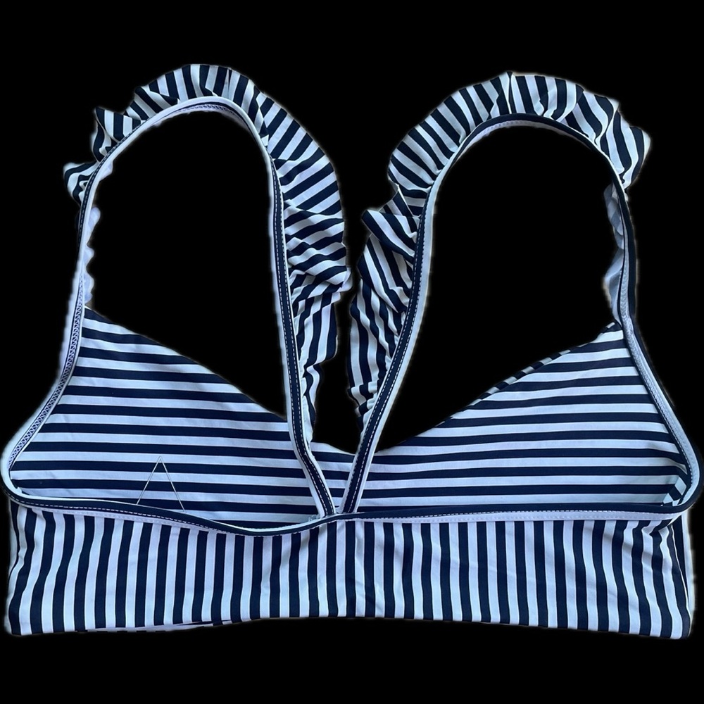 BOYS + ARROWS | M / L | Wilma The Wreck Ruffle Strappy Bikini Top Vintage Stripe